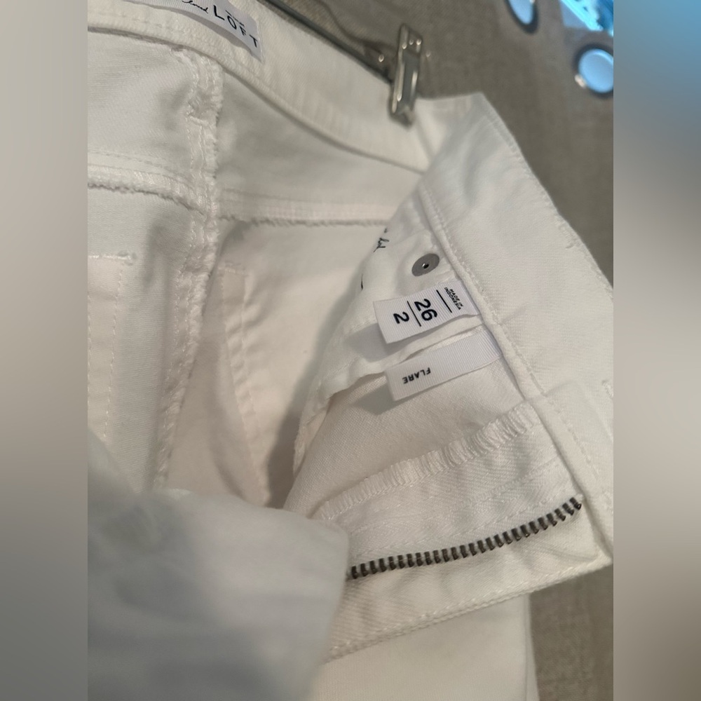 LOFT White Flare Wide Leg Jeans | 2 - Picture 4 of 7